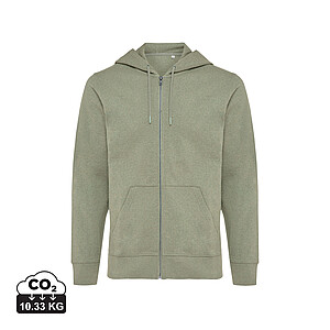 Unisex mikina na zips s kapucňou Iqoniq Abisko, zelená, veľkosť XXS