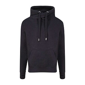 Unisex mikina s kapucí AWDIS CROSS NECK HOODIE, černošedá, velikost XS