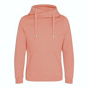 Unisex mikina s kapucí AWDIS CROSS NECK HOODIE, jemně růžová, velikost XS