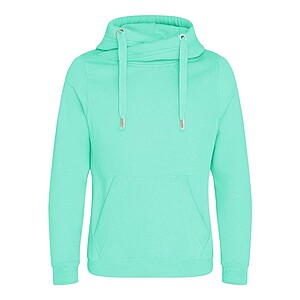 Unisex mikina s kapucí AWDIS CROSS NECK HOODIE, mátová, velikost XS