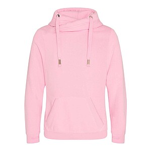 Unisex mikina s kapucí AWDIS CROSS NECK HOODIE, světle růžová, velikost S