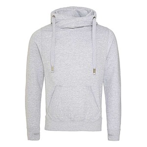 Unisex mikina s kapucí AWDIS CROSS NECK HOODIE, světle šedý melír, velikost XS