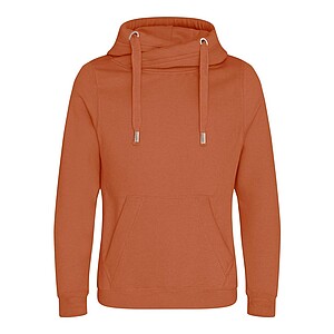 Unisex mikina s kapucí AWDIS CROSS NECK HOODIE, tmavě oranžová, velikost M