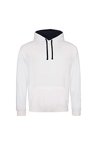 Unisex mikina s kapucí AWDIS VARSITY HOODIE, bílá/tmavě námořní modrá, velikost M