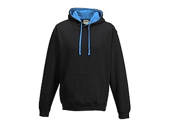 Unisex mikina s kapucí AWDIS VARSITY HOODIE, černá/modrá, velikost XS