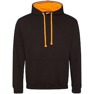 Unisex mikina s kapucí AWDIS VARSITY HOODIE, černá/oranžová, velikost XS