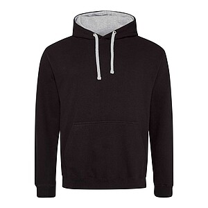 Unisex mikina s kapucí AWDIS VARSITY HOODIE, černá/světle šedý melír, velikost XS