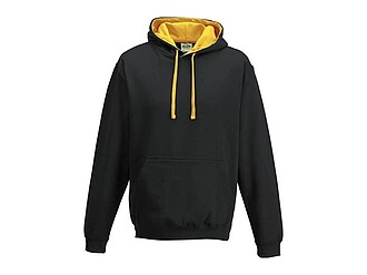 Unisex mikina s kapucí AWDIS VARSITY HOODIE, černá/tmavě žlutá, velikost XS