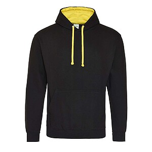Unisex mikina s kapucí AWDIS VARSITY HOODIE, černá/žlutá, velikost S