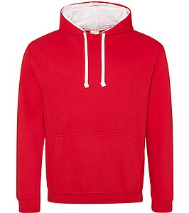 Unisex mikina s kapucí AWDIS VARSITY HOODIE, červená/bílá, velikost XS