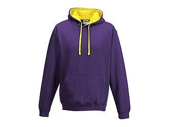 Unisex mikina s kapucí AWDIS VARSITY HOODIE, fialová/žlutá, velikost XS