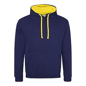 Unisex mikina s kapucí AWDIS VARSITY HOODIE, námořní modrá/žlutá, velikost XS