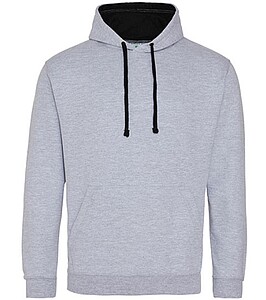 Unisex mikina s kapucí AWDIS VARSITY HOODIE, světle šedý melír/černá, velikost S