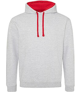 Unisex mikina s kapucí AWDIS VARSITY HOODIE, světle šedý melír/červená, velikost XS
