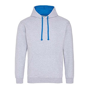 Unisex mikina s kapucí AWDIS VARSITY HOODIE, světle šedý melír/modrá, velikost S