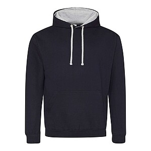 Unisex mikina s kapucí AWDIS VARSITY HOODIE, tmavě námořní modrá/světle šedý melír, velikost XS
