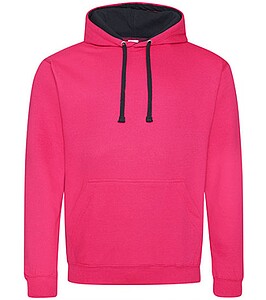 Unisex mikina s kapucí AWDIS VARSITY HOODIE, tmavě růžová/tmavě námořní modrá, velikost XS