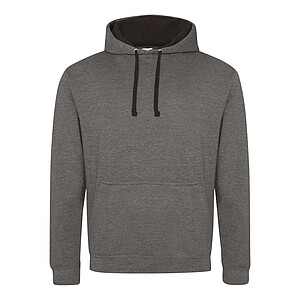 Unisex mikina s kapucí AWDIS VARSITY HOODIE, tmavě šedý melír/černá, velikost XXL