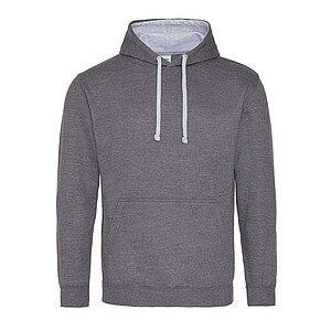 Unisex mikina s kapucí AWDIS VARSITY HOODIE, tmavě šedý melír/světle šedý melír, velikost S