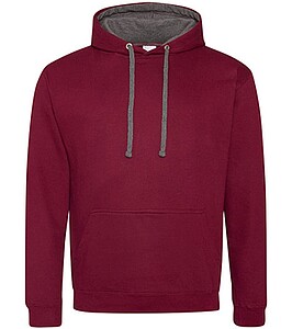 Unisex mikina s kapucí AWDIS VARSITY HOODIE, vínová/tmavě šedý melír, velikost M