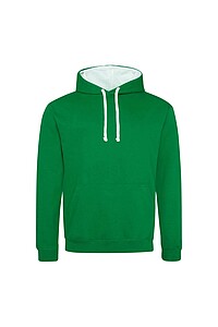Unisex mikina s kapucí AWDIS VARSITY HOODIE, zelená/bílá, velikost XS