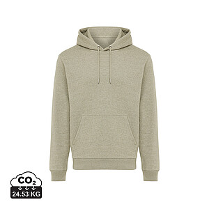 Unisex mikina s kapucí Iqoniq Joshua, velikost L, vojenská zelená světlá (khaki)