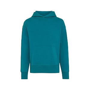 Unisex mikina s kapucí Iqoniq Yoho z recyklované bavlny, tyrkysová, XXS