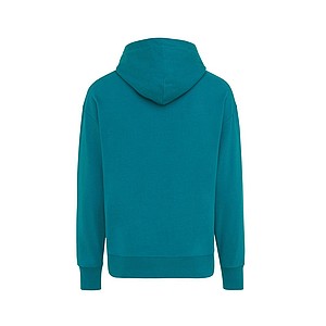 Unisex mikina s kapucí Iqoniq Yoho z recyklované bavlny, tyrkysová, XXS