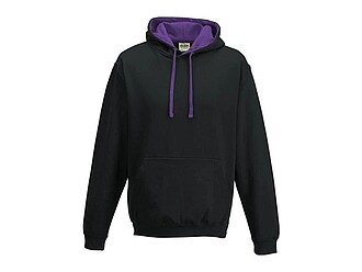 Unisex mikina s kapucí VARSITY HOODIE, černá/fialová, velikost L