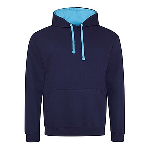 Unisex mikina s kapucí VARSITY HOODIE, námořní modrá/světle modrá, velikost L