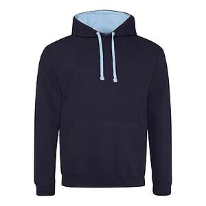 Unisex mikina s kapucí VARSITY HOODIE, tmavě námořní modrá/jemně modrá, velikost S