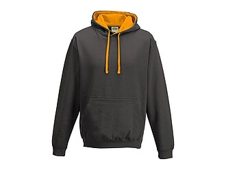 Unisex mikina s kapucí VARSITY HOODIE, tmavě šedý melír/oranžová, velikost M