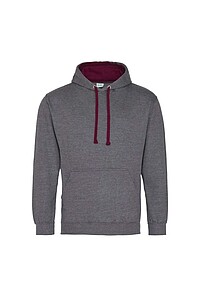 Unisex mikina s kapucí VARSITY HOODIE, tmavě šedý melír/vínová, velikost S