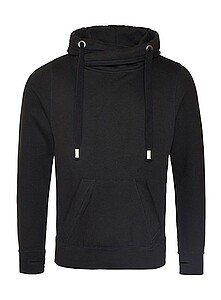 Unisex mikina s kapucňou AWDIS CROSS NECK HOODIE, čierna, veľkosť M