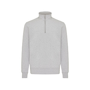 Unisex mikina se čtvrtečním zipem IQONIQ Elgon, velikost 4XL, světle šedý melír