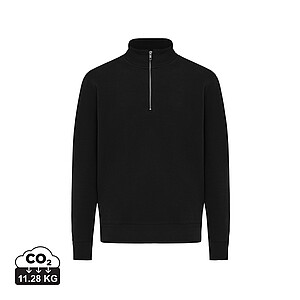 Unisex svetr se čtvrtečním zipem IQONIQ Elgon, velikost M, černá