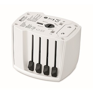 Univerzální 2pólový cestovní adaptér, bílá