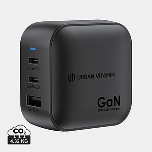 Urban Vitamin nabíjačka GAN z RCS recyklovaného plastu 70W, čierna