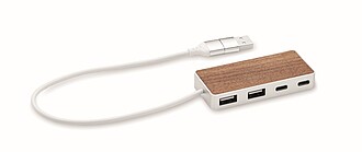 USB hub 4 porty 27,5 cm, světle hnědá