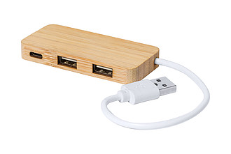 USB hub s bambusovým povrchem