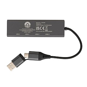 USB HUB z recyklovaného hliníku