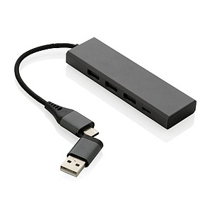 USB HUB z recyklovaného hliníku