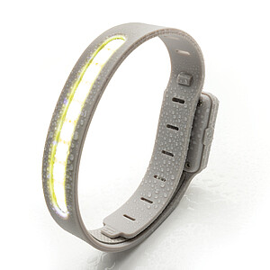 USB LED športová baterka z RCS RPET, sivá