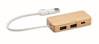 USB rozbočovač s bambusovým povrchem