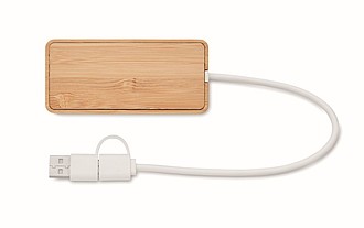 USB rozbočovač s bambusovým povrchem
