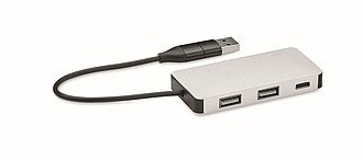 USB rozbočovač, stříbrný