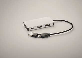 USB rozbočovač, stříbrný