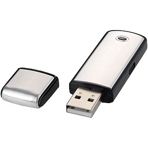 USB Square, 2GB, stříbrná/černá , cena na vyžádání - reklamní předměty