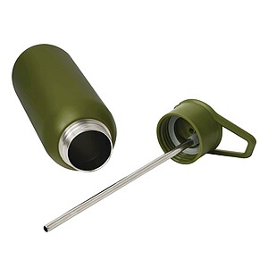 Vakuovo izolovaná fľaša na pitie 600 ml, vojenská zelená