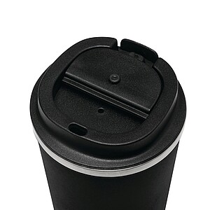 Vakuovo izolovaný cestovný termohrnček 350 ml, čierna